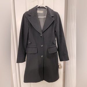 Max Mara black long wool trench coat.
